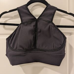 BuffBunny Charcoal Ribbed Sports Bra